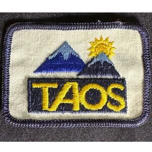 Taos New Mexico Rare Vintage Double Dark Blue Mountain and Sun Woven Patch